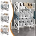 thumbnail image 1 of Organizador de zapatero Almacenamiento de estantes metálicos de 3 niveles para dormitorio | Armario | Entrada | Dormitorio - Tubo de acero resistente, polipropileno - Sostiene varios zapatos, 1 of 8