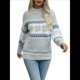 thumbnail image 1 of Suéteres Casuales de Punto con Estampado de Leopardo para Mujer, Suéteres de Larga con Cuello Redondo Gris XL, 1 of 10