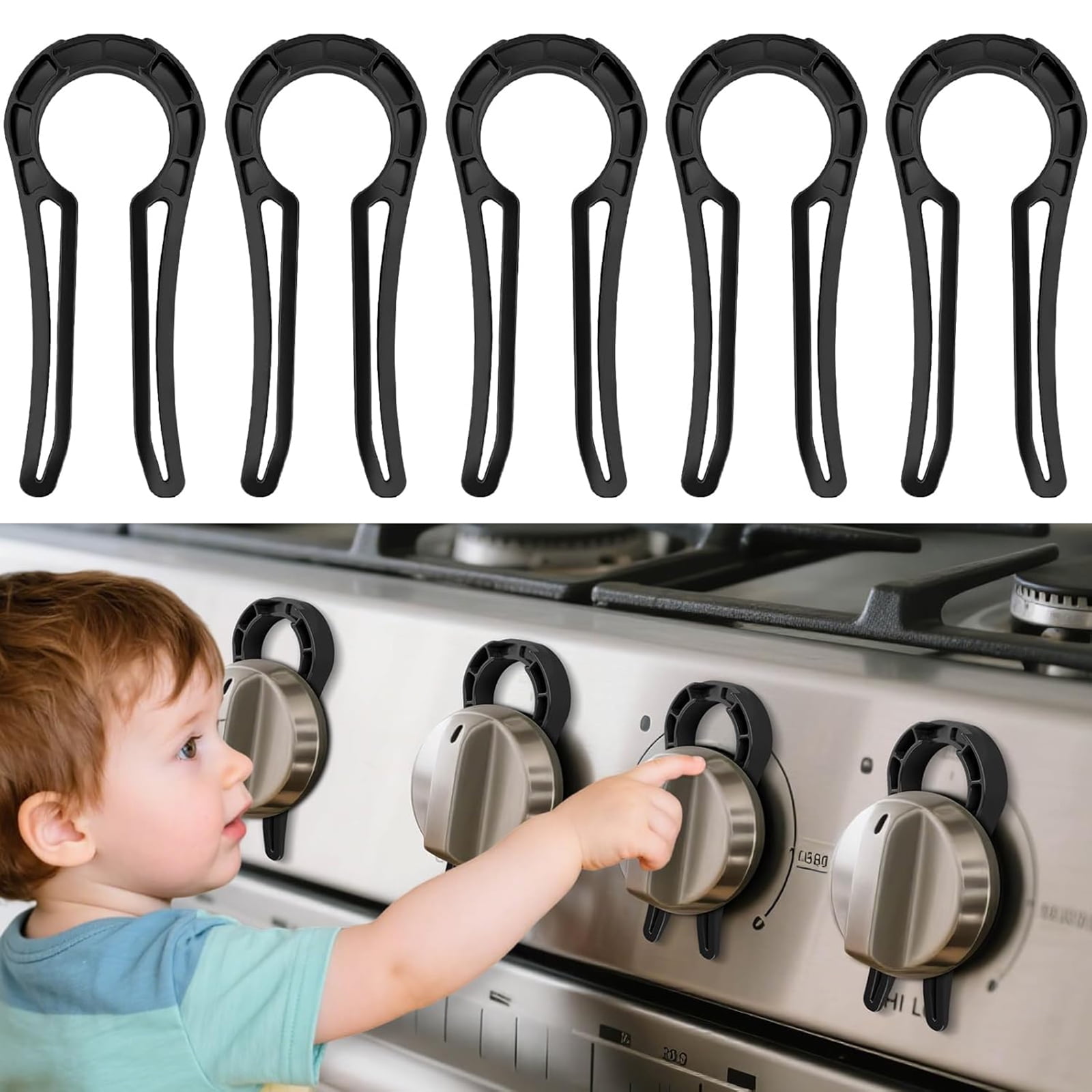 (5 Pack) Gas Stove Knob Lock,Stove Knob Safety Covers,Baby Proof Oven Knobs Covers Lock For Child Safety