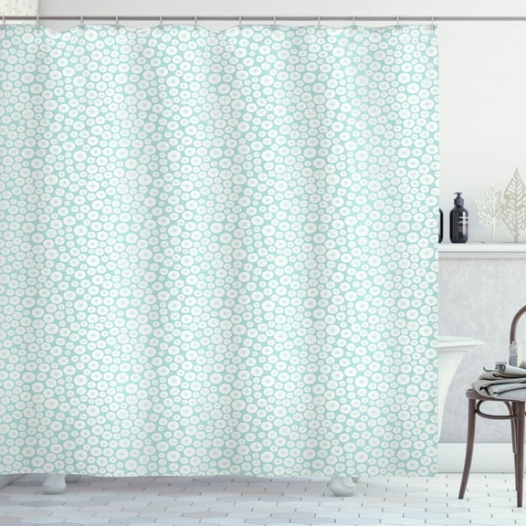 Ambesonne Abstract Shower Curtain, Circular Snowflakes Dots, 69"Wx84"L, Pale Seafoam White