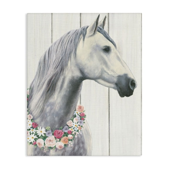 Stupell Industries Farmhouse Spirit Stallion with Flowers Canvas Art, 16 x 20, by James Wiens