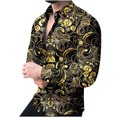 thumbnail image 2 of Floenr Mens T Shirts,Men's Long Sleeve Gradient Slim Geometric Graphic Printed Casual Shirt, 2 of 5