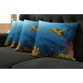 thumbnail image 5 of Ambesonne Ocean Throw Pillow Cover 4 Pack, Coral Reef Fish Turtle, 20", Yellow Orange Navy, 5 of 5
