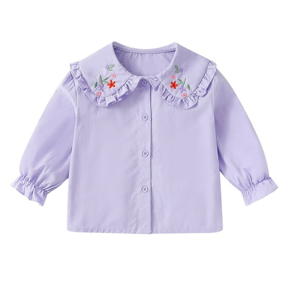Vedolay Girls Long Sleeve Shirts Girls Casual Long Sleeve T Shirts Children Tee Purple,100