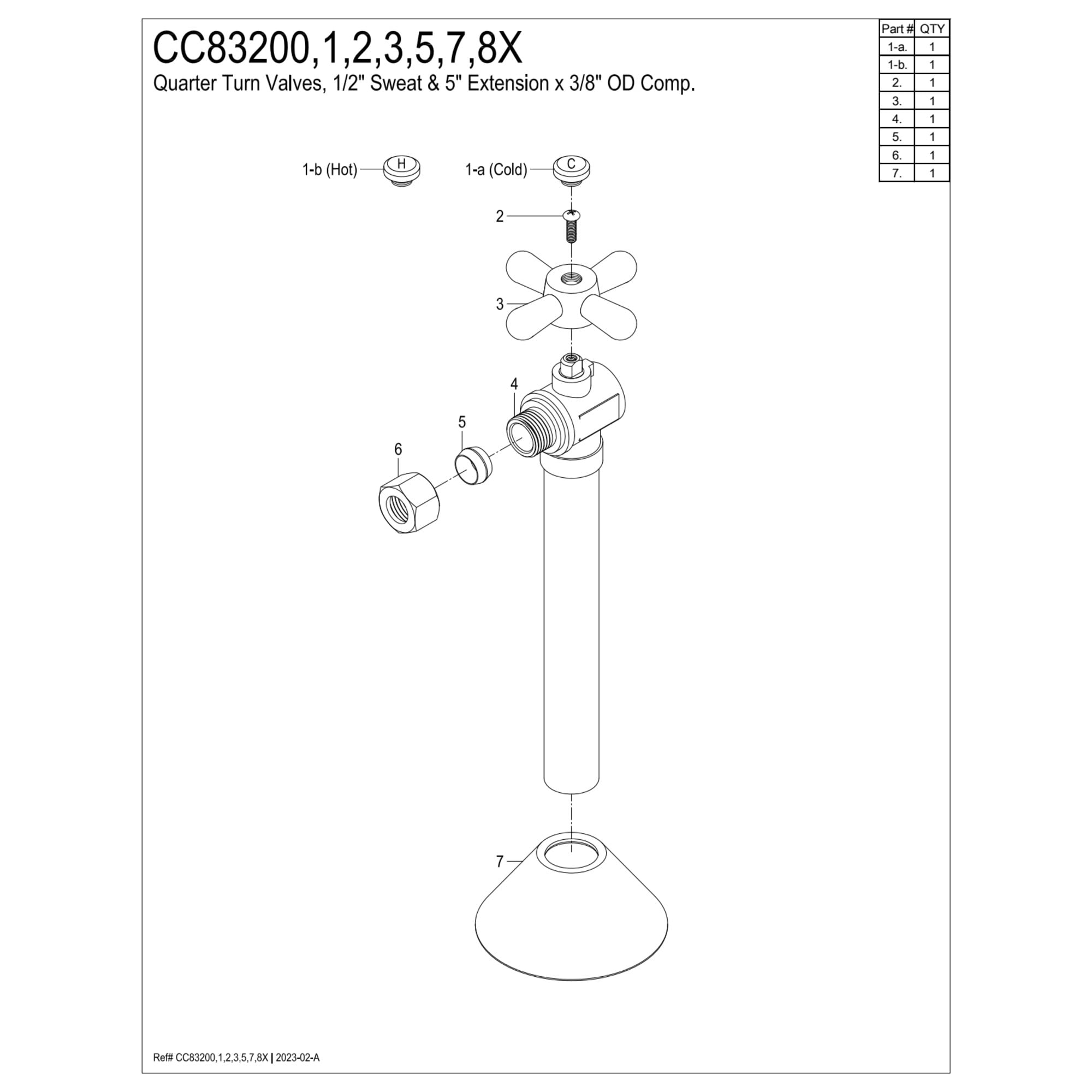 Kingston Brass CC83200X 1/2-Inch Sweat x 3/8-Inch O.D. Comp Angle Shut-Off Valve with 5-Inch Extension in Matte Black