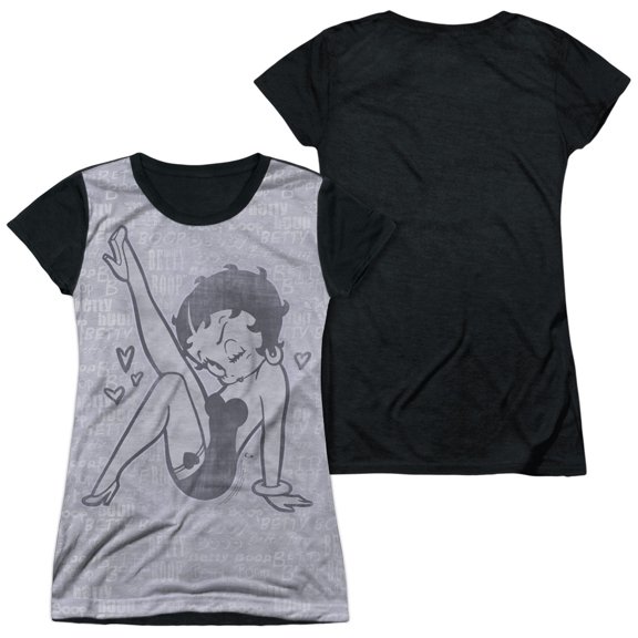 Betty Boop - A Leg Up - Juniors Teen Girls Black Back Sleeve Shirt - Medium