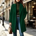 thumbnail image 5 of Women's Mid Length Trench Coats Wool Blend Lapel Double Breasted Long Sleeve Oversized Loose Work Office Commute Fall Winter Daily Outerwear Pea Coats, 5 of 9