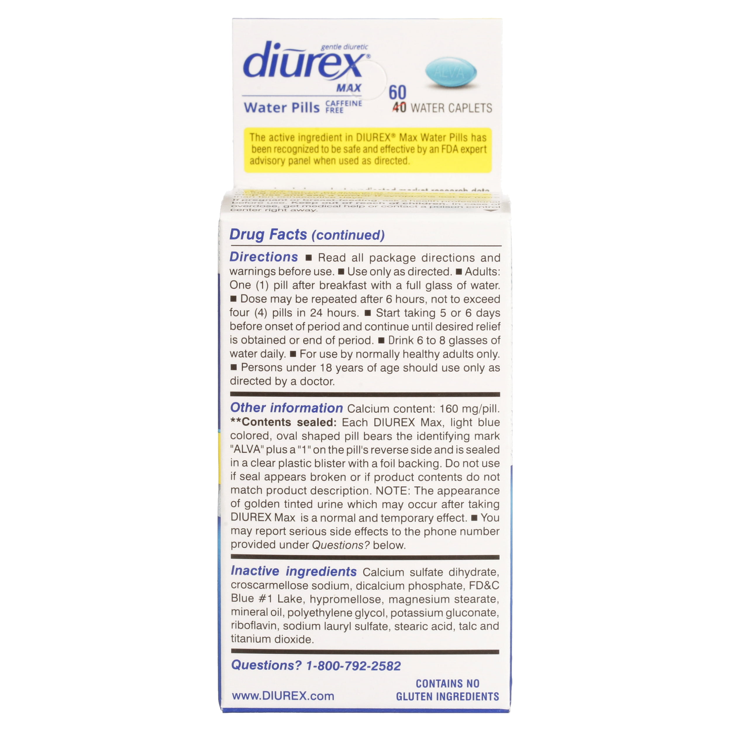 Diurex Max Water Pills - Maximum Strength Caffeine Free Diuretic - Relieve Water Bloat - 40 ct - Walmart.com - Walmart.com Diurex Max Water Pills - Maximum Strength Caffeine Free Diuretic - Relieve Water Bloat - 40 ct - Walmart.com - Walmart.com