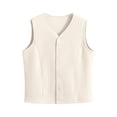 thumbnail image 4 of Women's Autumn Winter Plush Vest, Button Front Slim Fit Sleeveless Jacket, Thermal Lined Warm Outerwear, Soft Fleece Inner Wear, Casual Layering Piece, Cold Weather Protection Beige XXL, 4 of 4