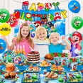 thumbnail image 2 of Mario Articles de Fête, 177 Pcs Décorations d'Anniversaire et Vaisselle - Assiettes Colorées Serviettes Gobelets Toile de Fond Bannière Ballons Etc. Articles de Fête Mario, 2 of 7