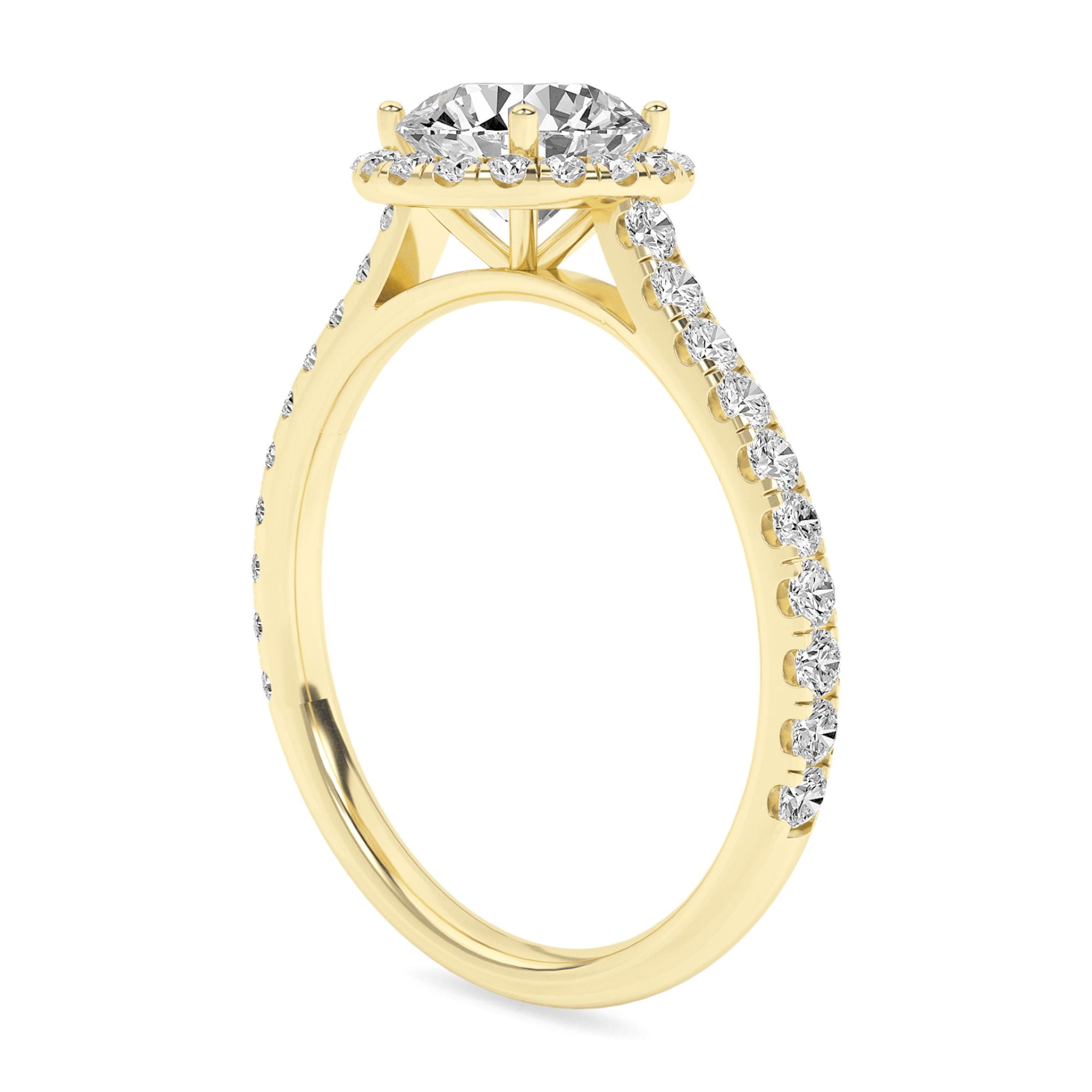 AFFY Halo Solitaire Engagement Rings For Women, 1.38 Carat (ctw) Lab Created Moissanite Promise Rings For Her In 10k Solid Yellow Gold | VVS1 Quality Ring Size-5