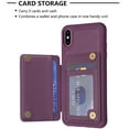 thumbnail image 4 of ELEHOLD for Apple iPhone XS Max Card Holder Back Case with Pockets, Premium PU Leather ID Cash Credit Slots Magnetic Kickstand Flip Folio Slim Hard Protective Cover, darkpurple, 4 of 7