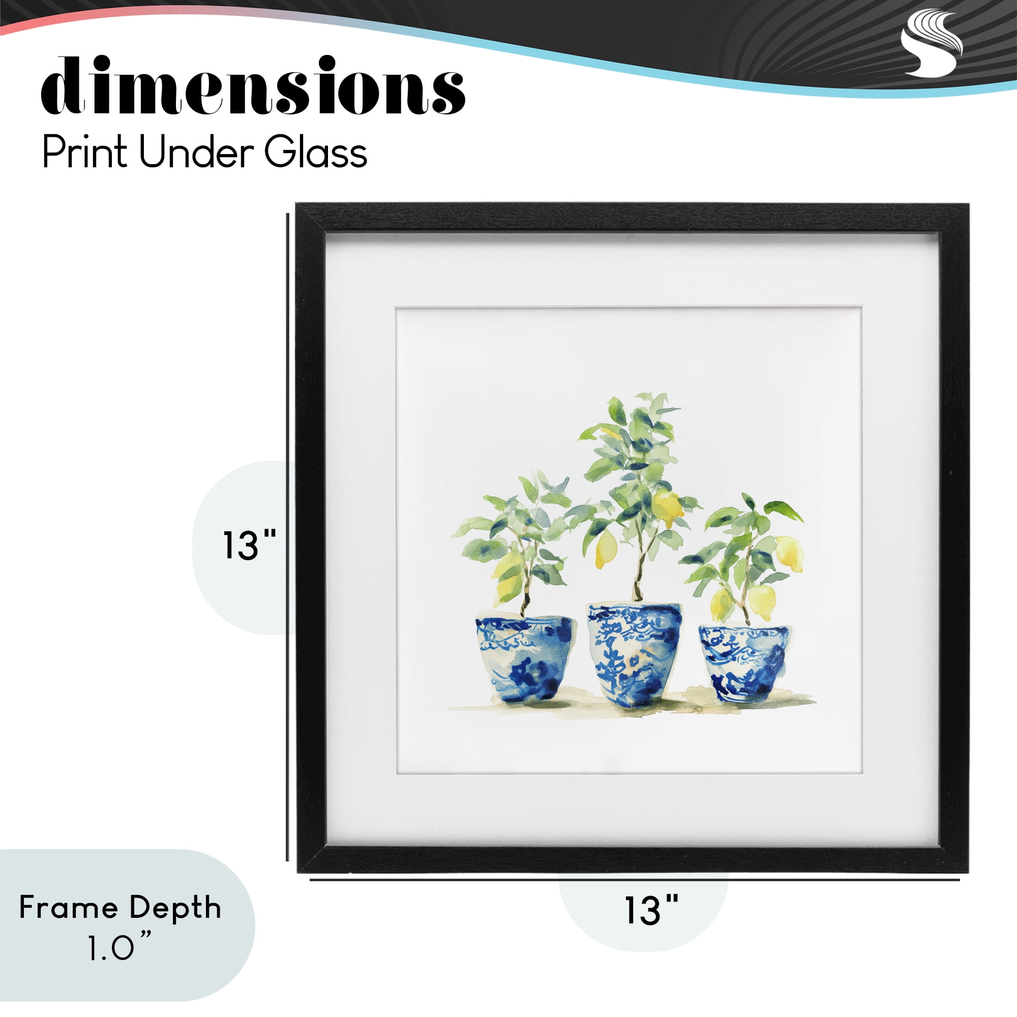 Stupell Industries Lemons In Blue Pots Black Framed Print Under Glass, design by Svetlana Aleynikova