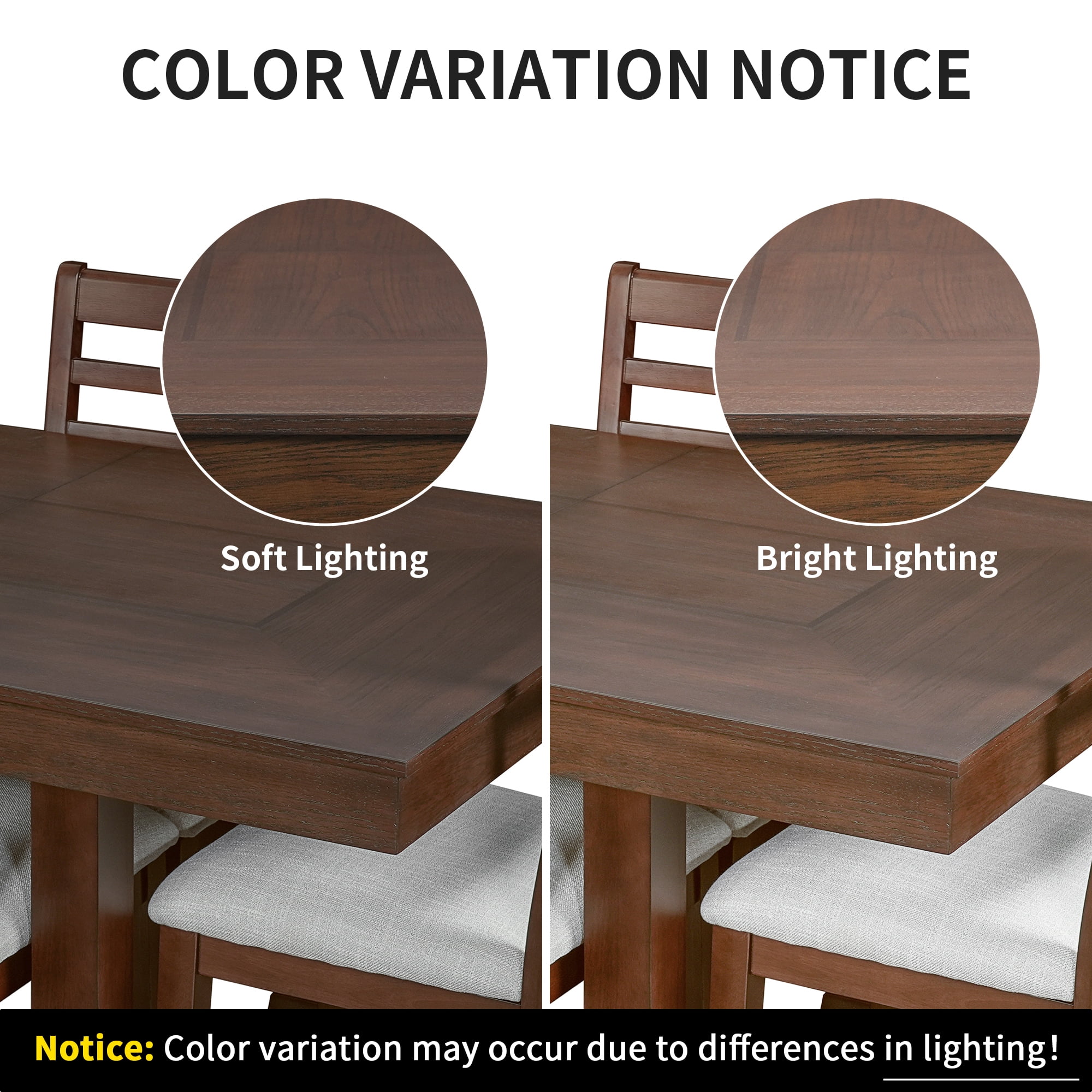Euroco 7-Piece Wooden Dining Table Set,78" Extendable Dining Table & Chairs Set with 18" Leaf for 6-8,Farmhouse Kitchen Table Set for Dining Room,Brown