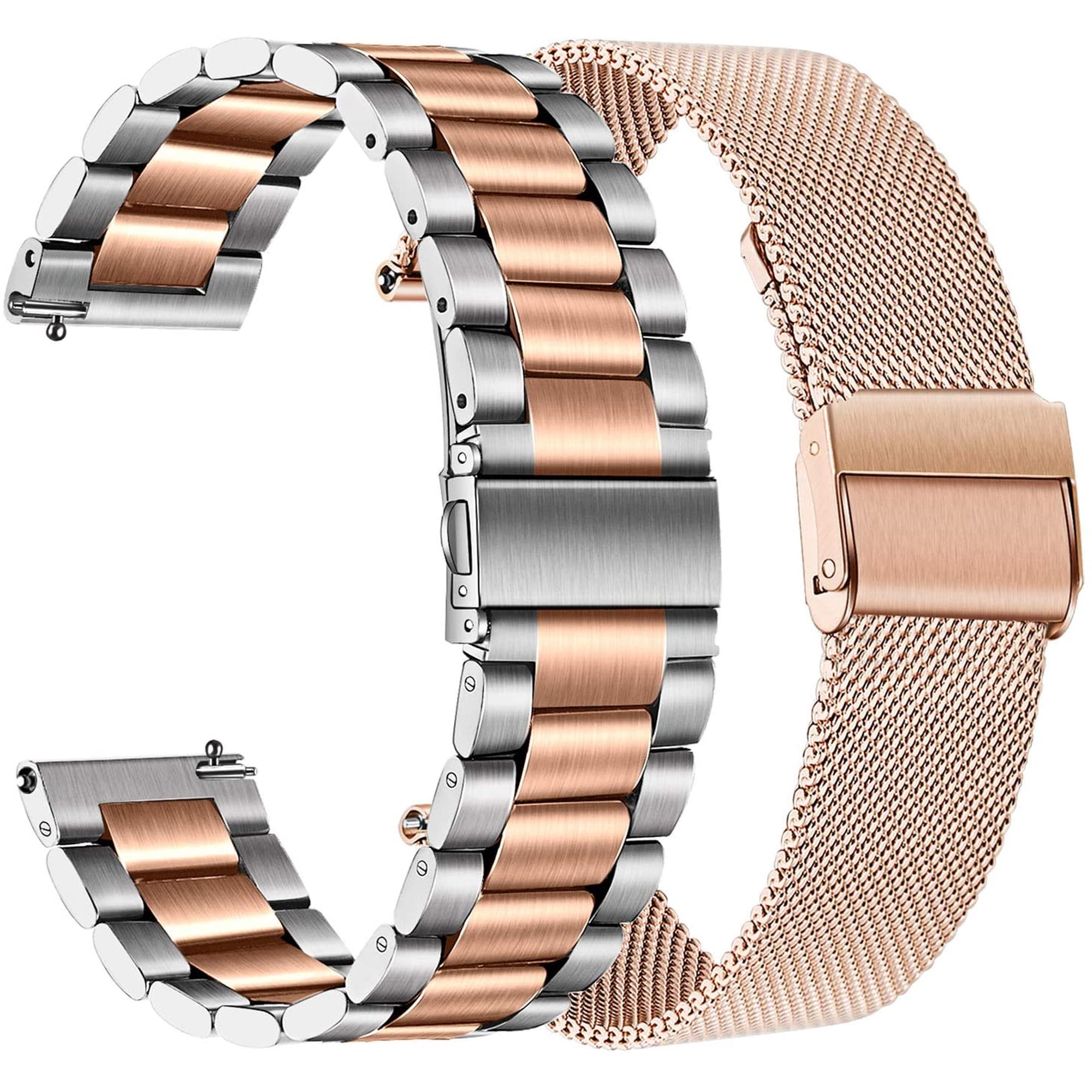 HCTian Watchband Sets for Vivomove HR/Vivoactive 6 5 3 Smart Watch, 20mm Stainless Steel Metal Band + Mesh Strap for Garmin Forerunner 570 42mm / Venu Sq 2 / Vivomove 3 Luxe Style Trend