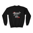 thumbnail image 3 of Youth Crewneck Sweatshirt, Holiday Sweatshirt, Merry lil, Kids Loose Fitting Long Sleeve, 3 of 10