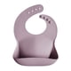 thumbnail image 1 of Babero de silicona para bebé, ajuste ajustable, impermeable, color malva pálido, 1 of 8