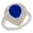 thumbnail image 2 of 2.48 ct Pear Cut Simulated Blue Sapphire Halo Engagement Ring for Women in 18K White/Rose Gold, 2 of 2