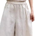 thumbnail image 6 of Women's Plus Size Cotton Blend Elastic Waist Pants, Comfortable Solid Color Pull On Stretch Pants, Functional Pockets Everyday Trousers for Work Casual Daily | TruBelle,Beige L, 6 of 8