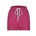 thumbnail image 5 of biudgviw Summer Shorts for Women Cuffed Hem Cotton Linen Shorts with Pockets Drawstring High Waisted Beach Vacation Casual Shorts, 5 of 6