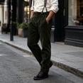 thumbnail image 6 of Zynoxe Mens Plus Size Autumn Winter Vintage Corduroy Suspender Pants Straight High Waist Business Casual Work Dress Pants with Adjustable Braces Army Green XL, 6 of 9