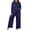 Navy Blue, variant on MINTREUS Plus Size Lounge Sets for Women Long Sleeve Tops and Long Pants Soft Comfy Pajamas Set Oversized 2 Piece Outfits 1X-5X