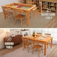 thumbnail image 3 of Board Game Table with Removable Top, Heirloom-Quality Solid Wood Dining & Gaming Table for 4–6 Players, Neoprene Play Mat, Leaf Storage Rack, 6 Cup Holders & Trays, 54" x 31" Big Play Area, Nature, 3 of 10