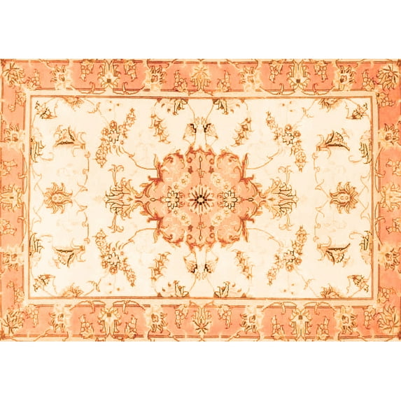 Ahgly Company Indoor Rectangle Medallion Orange Traditional Area Rugs, 6' x 9'