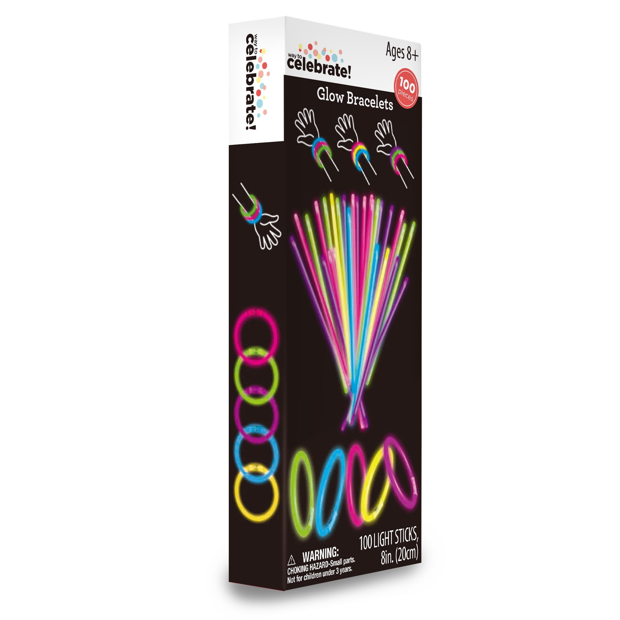 Way To Celebrate Glow Stick Party Favor Bracelets, 100 Count
