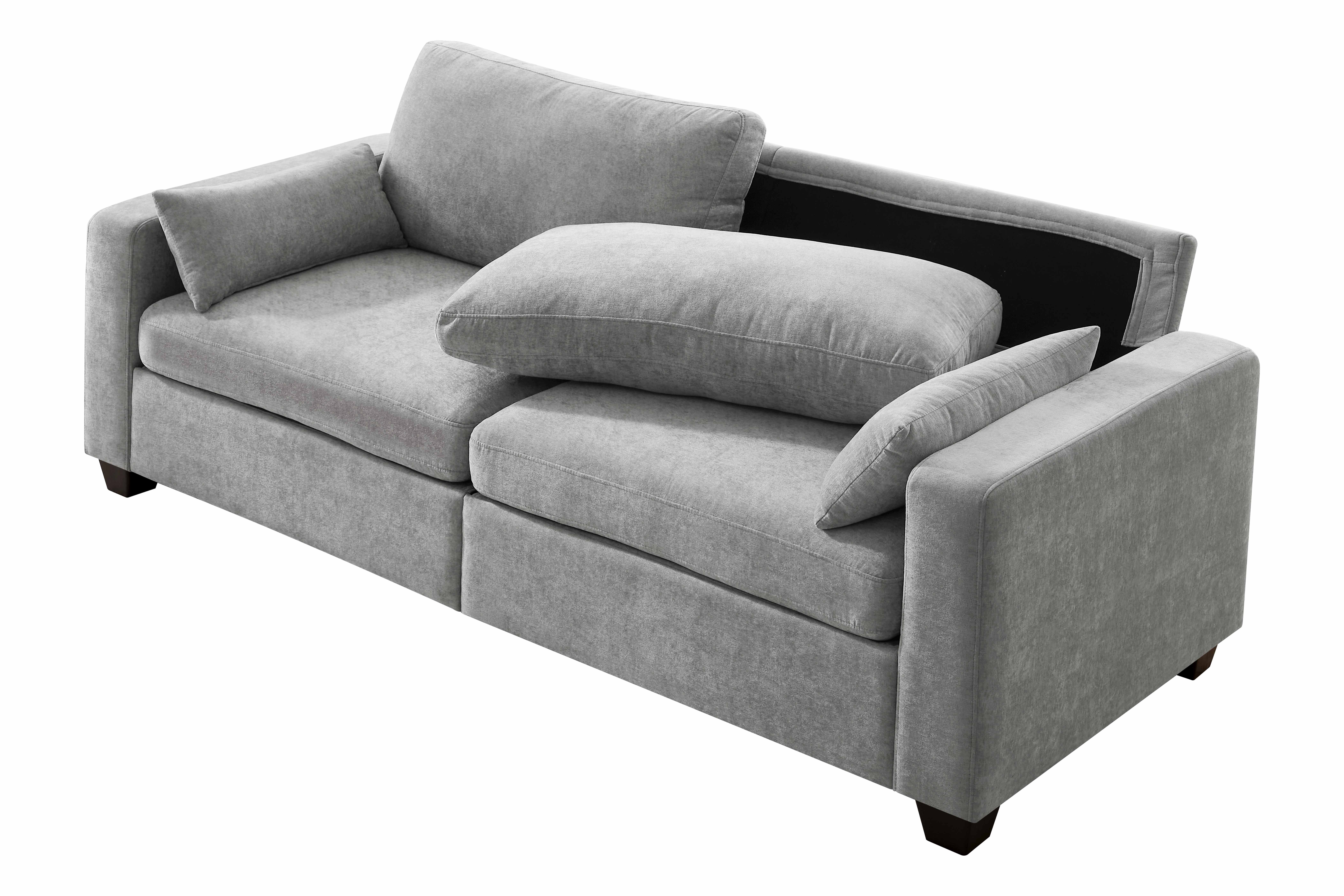 Lunale 79" Loveseat Sofa, Modern Chenille Cloud Couch for Living Room, Apartment, Light Gray