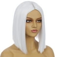 thumbnail image 2 of RightOn White Short Wigs Straight Bob Hair Wigs for Women Middle Part Synthetic Cosplay Wigs Daily Party Use, 2 of 6