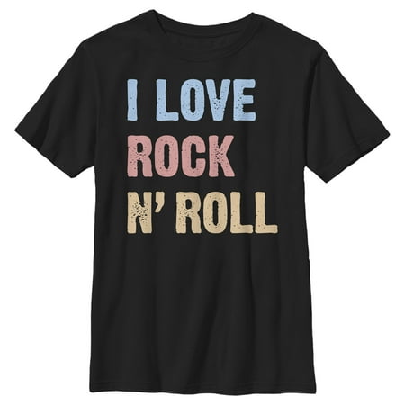 Boy's Lost Gods I Love Rock N' Roll Graphic Tee Black X Large