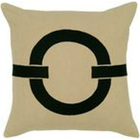 Rizzy home T05650 18" x 18" beige cotton canvas decorative filled pillow