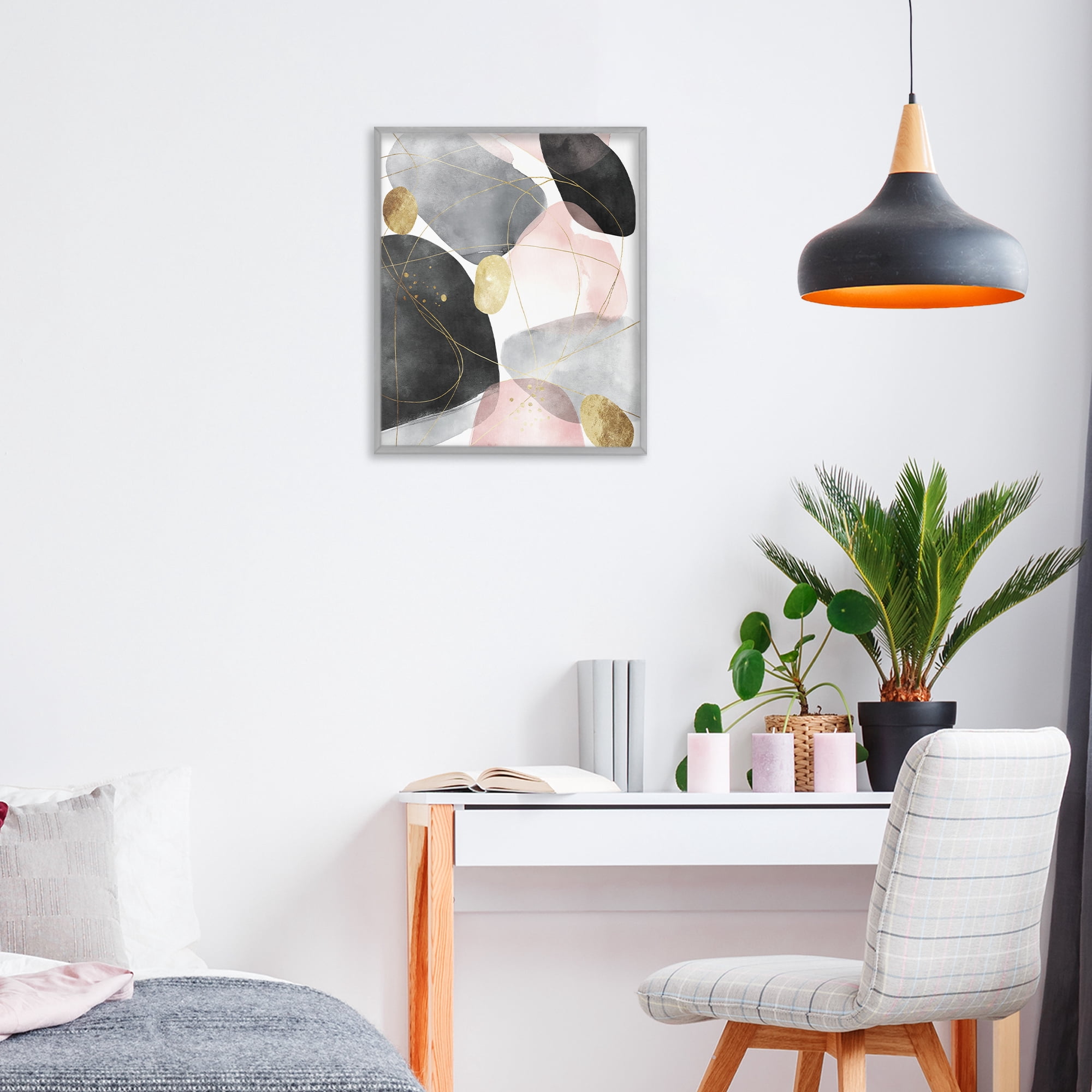 Stupell Industries Gilded Echoes Shapes Gray Framed Giclee Art, design by Svetlana Aleynikova