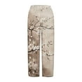 thumbnail image 5 of WTOBBY Women's Retro Floral Print Casual Wide Leg Elastic Waist Pants with Pockets, Summer Loose Trousers for Women, Comfortable and Flowy Design,Khaki L, 5 of 5