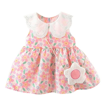 

Toddler Girl Dress Sleeveless Floral Print Ruffles Princess Dress Dance Party Dresses Baby Girl Clothes