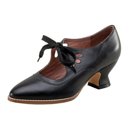 

YUHAOTIN Womens High Heels Closed Toe with Tie New Hollow High Heel Lace up Oversized Casual Shoes Womens High Heels Closed Toe Chunky Orthopedic Sandals