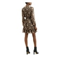 thumbnail image 2 of INC Womens Black Printed Long Sleeve Mini Fit + Flare Party Dress Size: M, 2 of 4