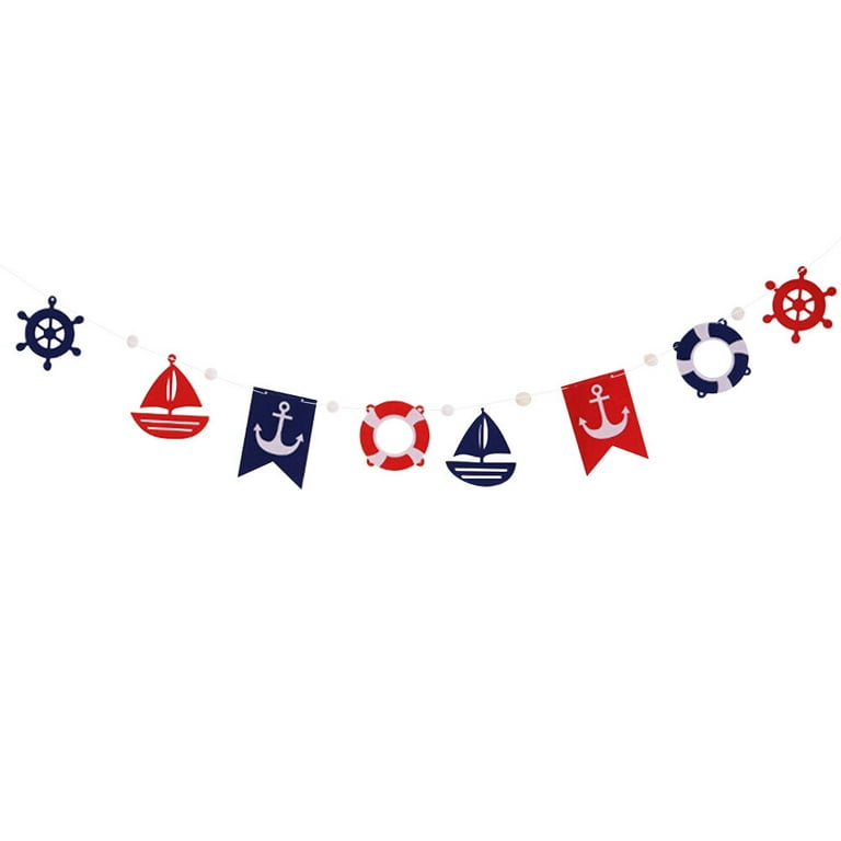 Frcolor Banner Nautical Party Decorations Banners Garland Theme Bunting  Sailing Anchor Ocean Ornaments Coastal Door Cruise 