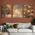 thumbnail image 5 of Modern Winter Wonderland Canvas Art - Snowy Forest Christmas Wall Decor with Wooden Frame, Perfect for Living Room &amp; Bedroom, Easy Hang,Christmas Home Decor 12*16inch*3pcs, 5 of 6