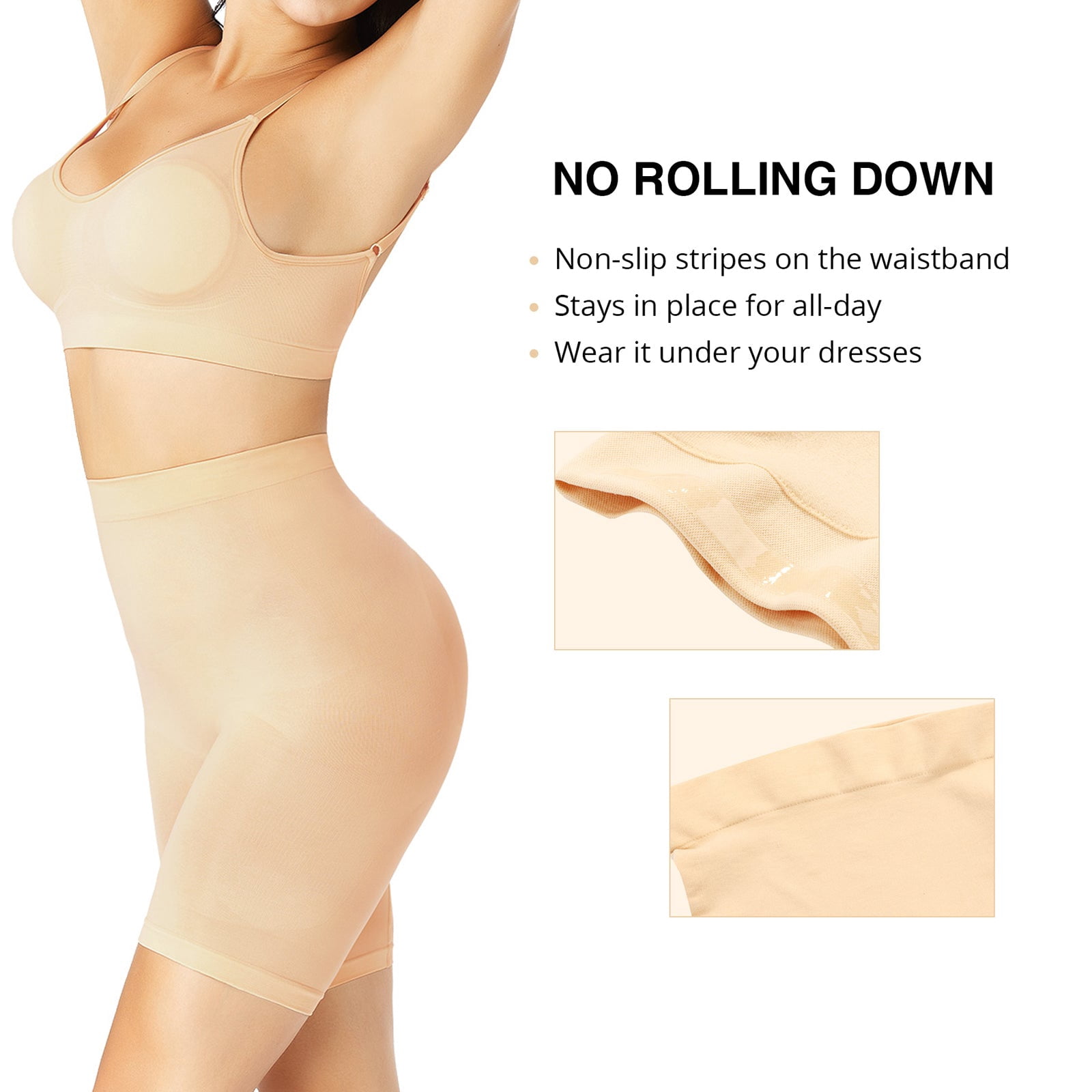 FeelinGirl Mid-Waist Seamless Butt Lifter Shapewear Shorts Slimmer