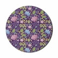 thumbnail image 1 of Floral Mouse Pad for Computers, Botanical Natural Theme Flower and Leaves with Yellow Berries Artwork, Round Non-Slip Thick Rubber Modern Gaming Mousepad, 8" Round, Sea Blue Lime Green, by Ambesonne, 1 of 2