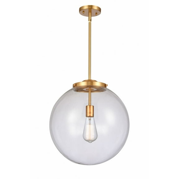 221-1S-SG-G202-16-Innovations Lighting-Beacon - 1 Light Pendant In Industrial Style-17 Inches Tall and 16 Inches Wide-Satin Gold Finish-Clear Glass