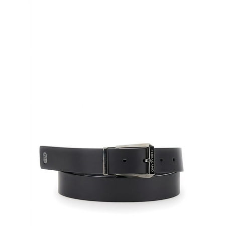 Salvatore Ferragamo Male Black Reversible Belt With Engraved Logo In Smooth And Hammered Leather Black Sizes cm 60-140