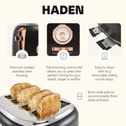 Haden Dorset Electric Water Kettle & 4 Slice Wide Toaster, Black & Copper