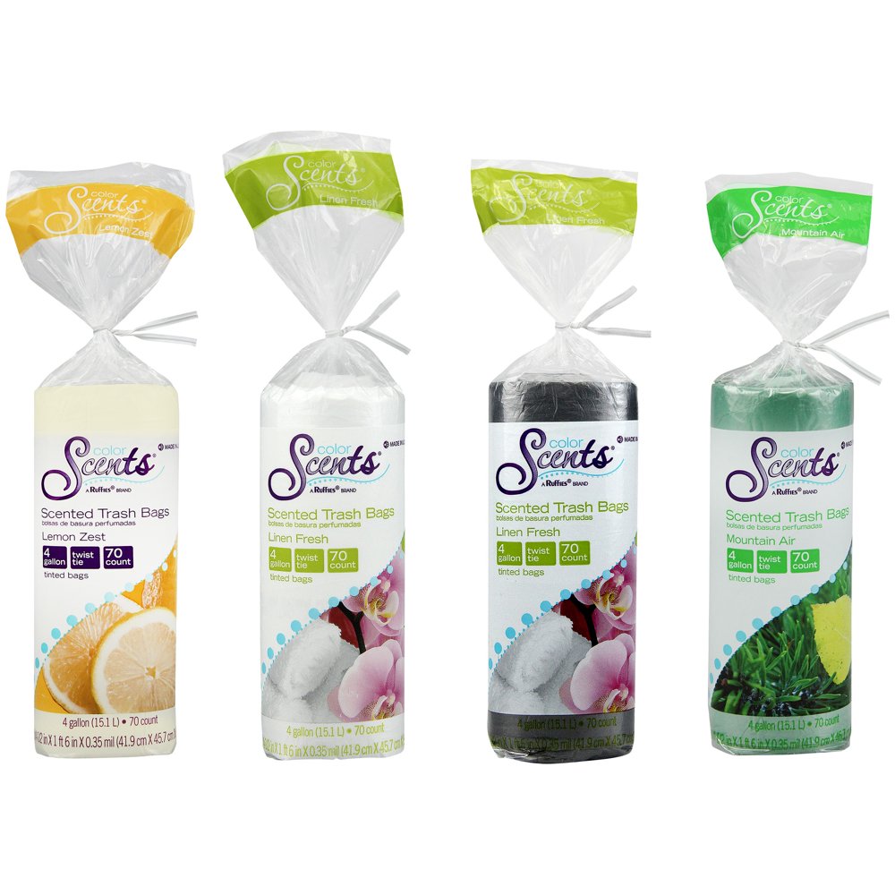 Color Scents Trash Bags Fresh Collection Small Twist Tie 4 Gal 70 Ct