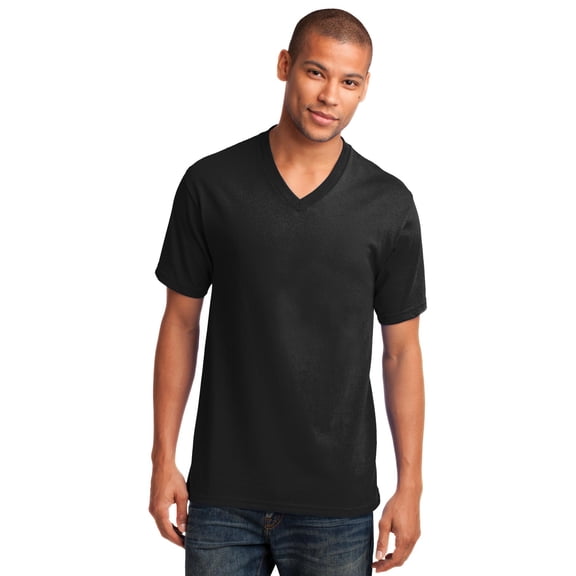 Port & Company Core Cotton V Neck Tee-L (Jet Black)