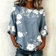 thumbnail image 5 of Neewe Womens Classic Tops 3/4 Sleeve Shirts Round Neck Loose Casual Blouses Floral Print Tshirts, 5 of 6