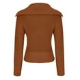 thumbnail image 5 of Lovskoo Sweaters for Women Trendy Casual Solid Color Lapel Collar Long Sleeve Loose T-Shirt Blouse Pullover Tops Brown, 5 of 5