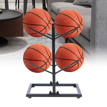 DENEST 2 Layers Football Basketball Stand Double Sided Sports Goods Ball Storage Rack